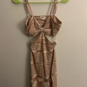 Tan and Cream Cutout Dress
